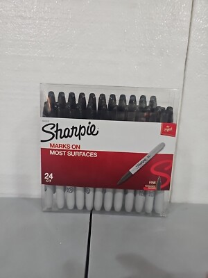 Sharpie Permanent Markers, Fine Point, Black, 24 Count New
