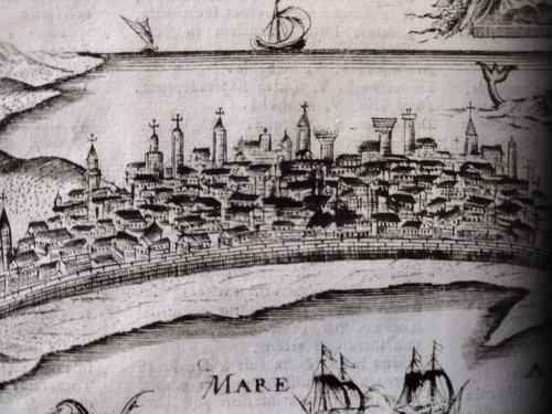 Trapani map 1700 originale stampa antica Bertelli engraving mostro marino sea - Picture 4 of 5