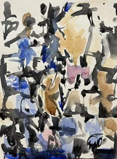 Original Abstract Watercolor Landscape Painting 10 X 7.5 Inches