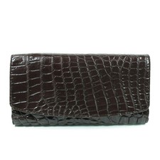 Nouveau sac à main portefeuille à trois volets EXSOOTTI en cuir croco marron ...