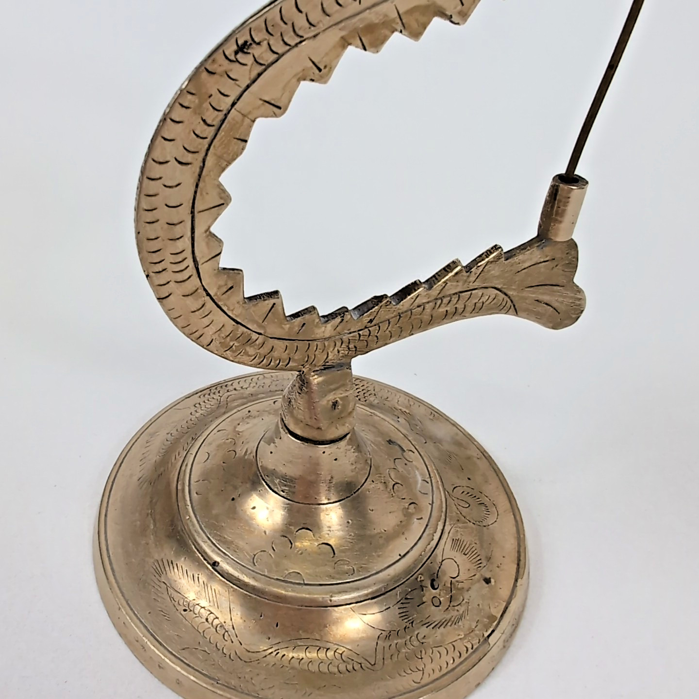 VTG Brass Dragon Gong & Cobra Snake Bell Asian Temple Ritual Buddhist Serpent