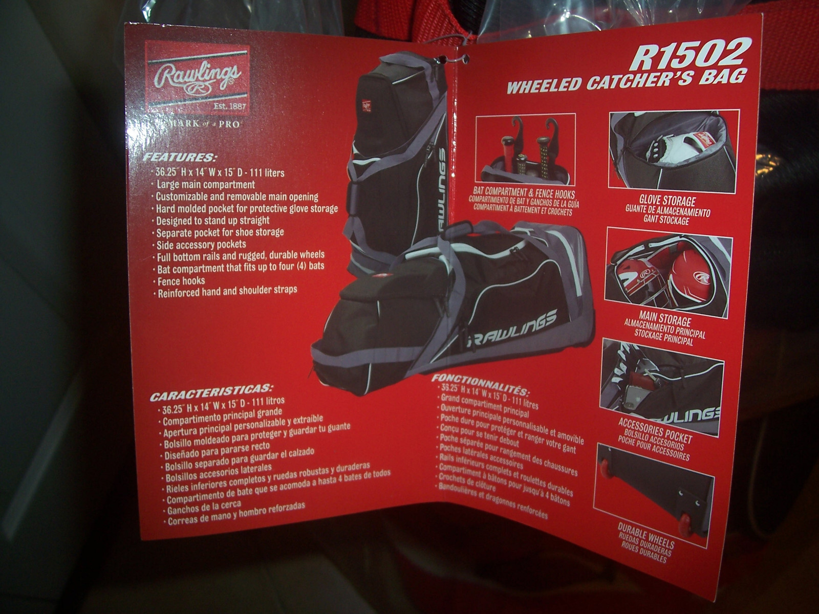 ‘Brand New’ Rawlings (R1502S) Wheeled CATCHER'S EQUIPMENT BAG eBay