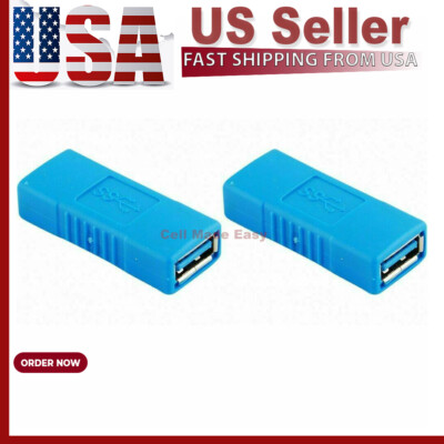 2-PACK USB 3.0 Type A Female to Female Adapter Coupler Gender Changer Connector