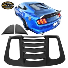 Fits 15-23 Mustang V2 Style Rear Window Louver & Quarter Side Scoop Matte Black