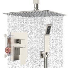 8 Inch Shower Faucet Set System Ceiling Mount Rainfall Shower Head Combo Valve