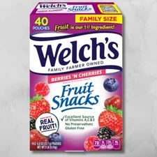 Welch's Fruit Snacks, Berries 'n Cherries, 0.8 oz (Pack of 40)
