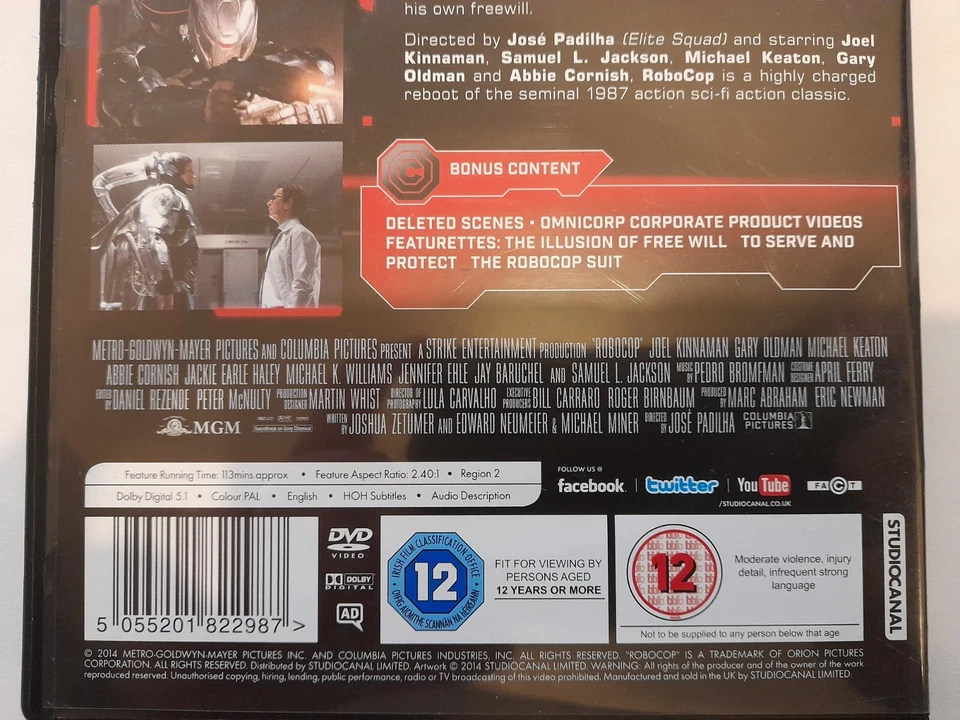 Robocop (DVD, 2014 Remake)- Complete (case+dvd)- Special Features/Deleted Scenes - Image 3 of 4