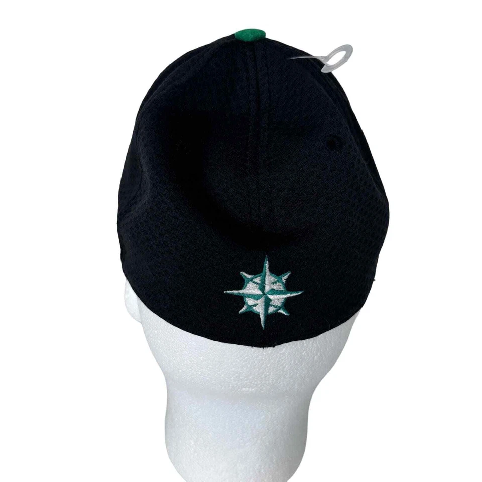 Gorra ajustada New Era MLB Seattle Mariners 39THIRTY logotipo bordado negra juvenil OS Foto 3 de 4