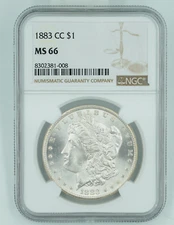 1883-CC NGC MS66 Morgan Silver Dollar Blast White