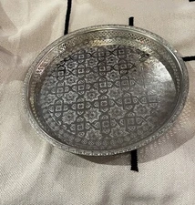 Moroccan Silver Tray -Moroccan Tea Tray - Moroccan Tray- Moroccan Serving Tray -