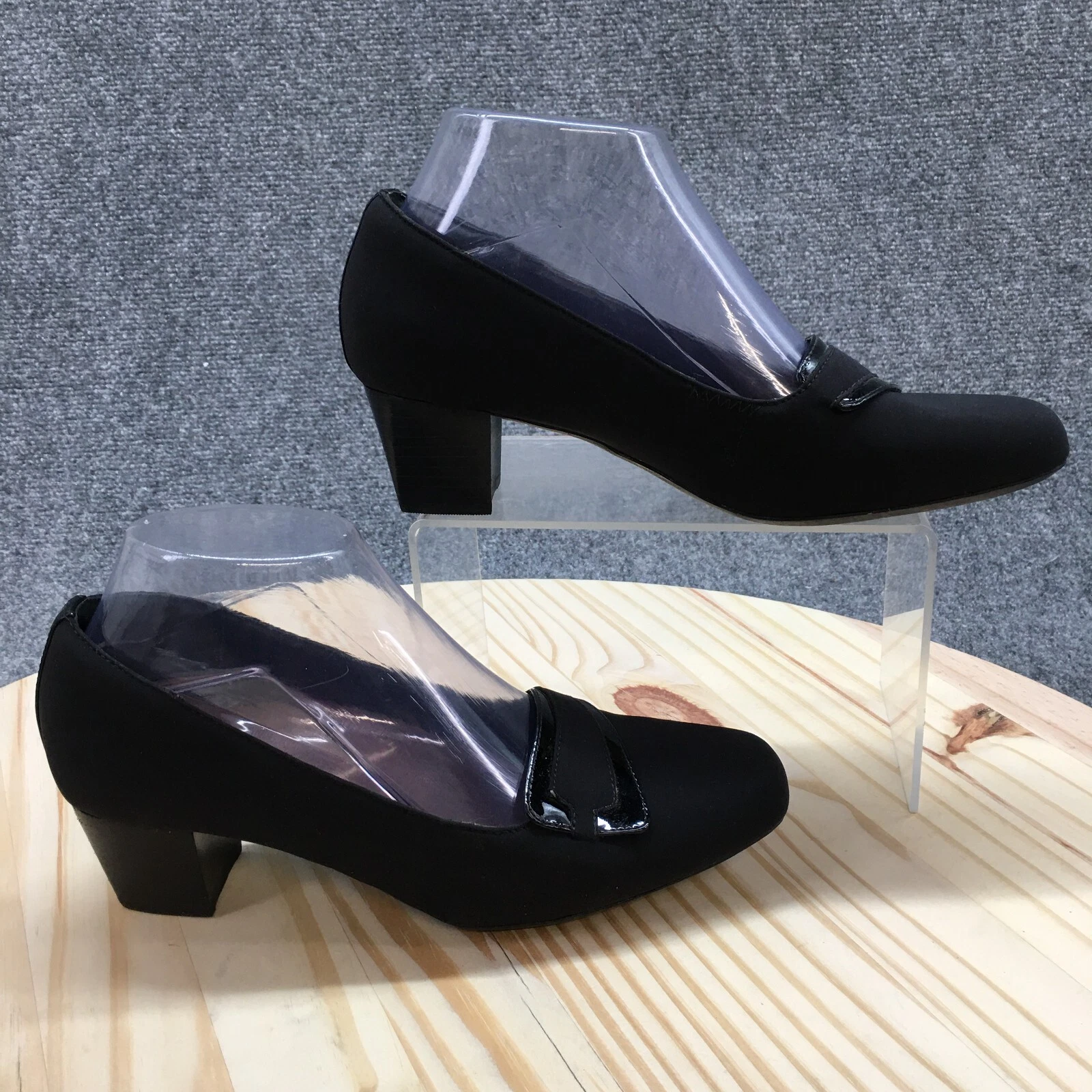 Mocassino decolte Clarks tacco donna 7 M argine delta casual slip on tessuto nero