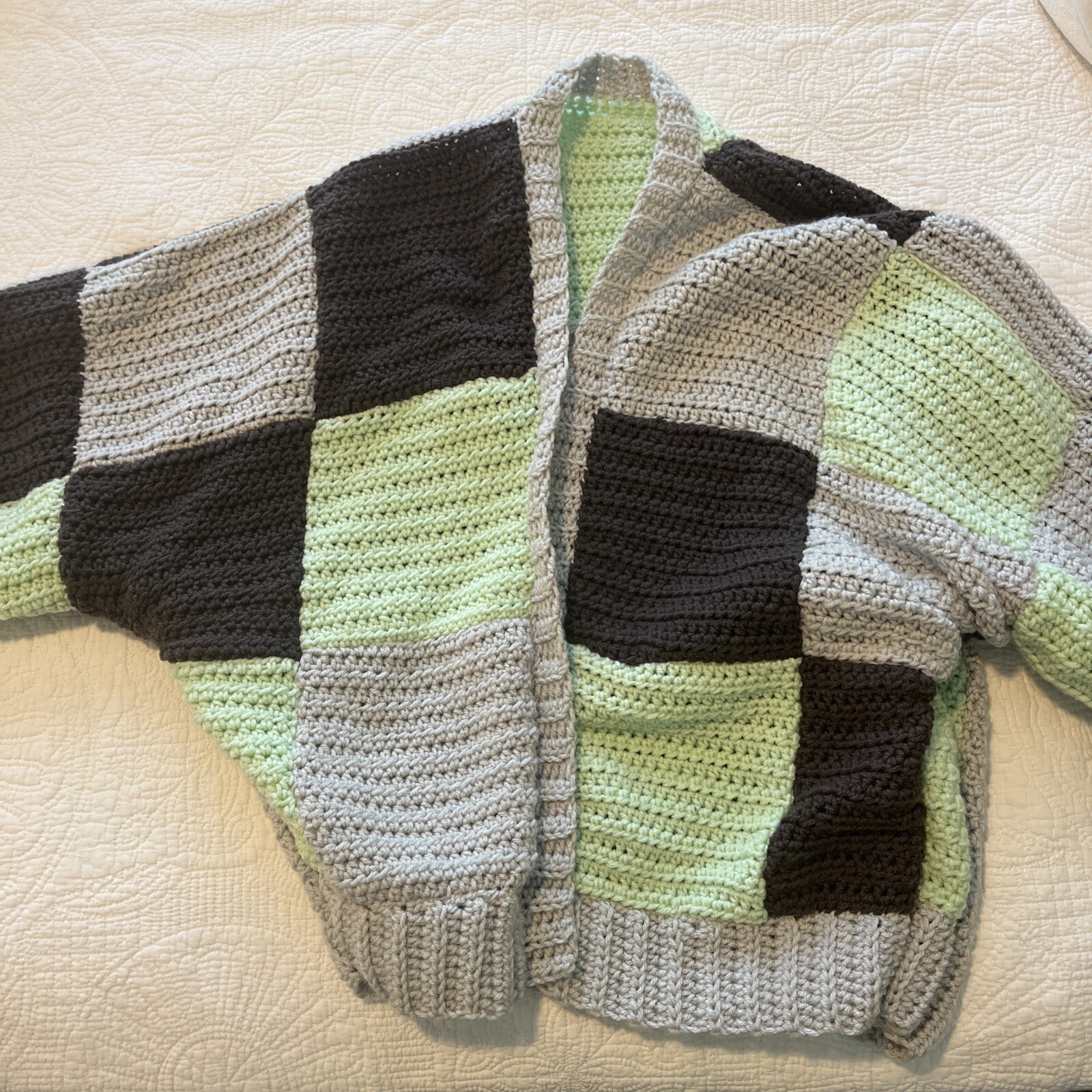 Handmade Oversized Crocheted Patchwork Cardigan - image 5