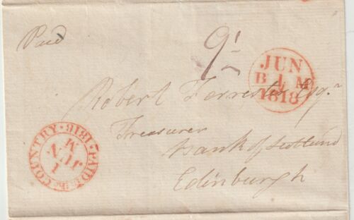 1818 RED CIRC PAGATO NELLA CONTEA DI EDIMBURGO PMK INVOLUCRO EX CASTELLO DI GLENLEE DOUGLAS - Foto 2 di 2