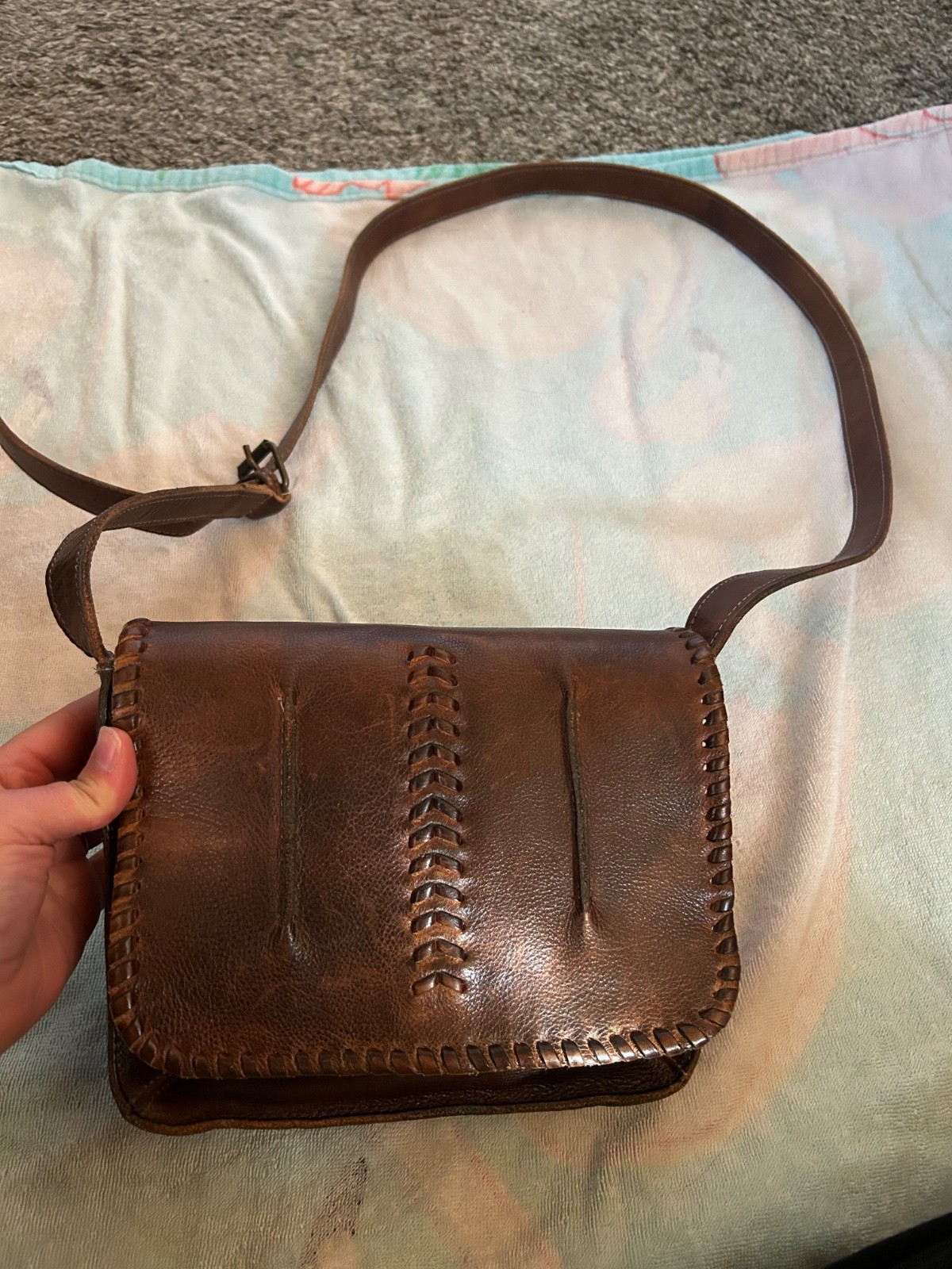 Bed Stu brown Rustic Leather Adjustable Crossbody… - image 1