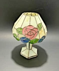 Royal Limited Tiffany Style Stained Glass Candle Holder w/Shade Rose 9” Vintage