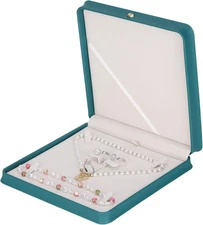 LETURE Large Jewelry Set Gift Box, Big Necklace Jewellery PEACOCK BLUE 