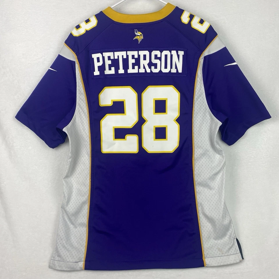 Camiseta deportiva Nike NFL Minnesota Vikings Adrian Peterson #28 adulto mediana púrpura amarilla Foto 2 de 4