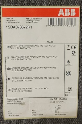 New ABB Shunt Trip Opening Release 1SDA073672R1 110-120V AC/DC