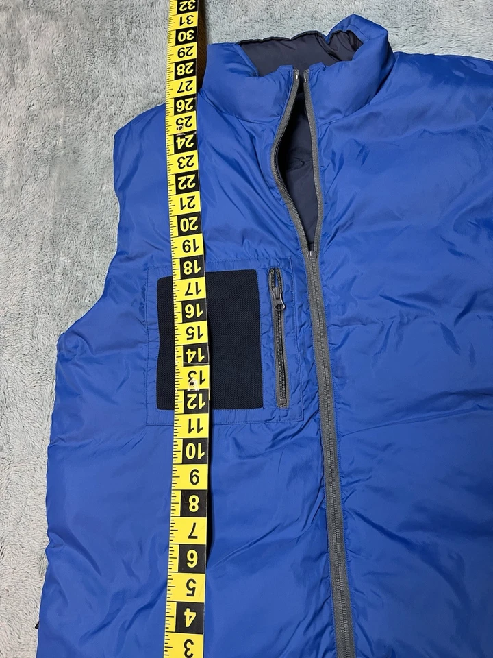 American Eagle Base Camp Down Vest Men’s L Reversible Hiking Zip Pockets Blue - Image 4 of 4