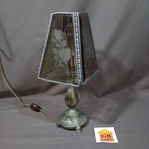 Vintage 1970's L&L WMC Tiffa-Mini Lamp ~ Leaded Slag Glass 11.5” Tall - #6986