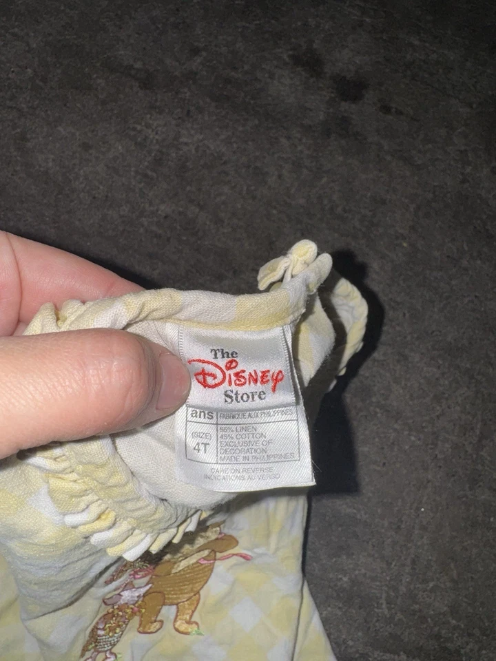 Vintage Disney Winnie The Pooh Y2K Yellow Gingham Ruffled Dress 4T - Image 4 of 4