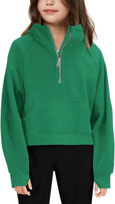 Girls' Hoodies Sweatshirts Kids Half Zipper Pullover Crop Tops 5-14 Years | Teen