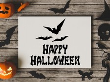 Halloween Decor Stencil Large Bat Happy for 12x12 inches