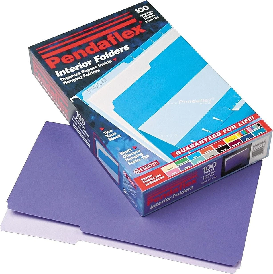Pendaflex 435013VIO Interior File Folders, 1/3 Cut Top Tab, Legal, Violet  - Image 2 of 4