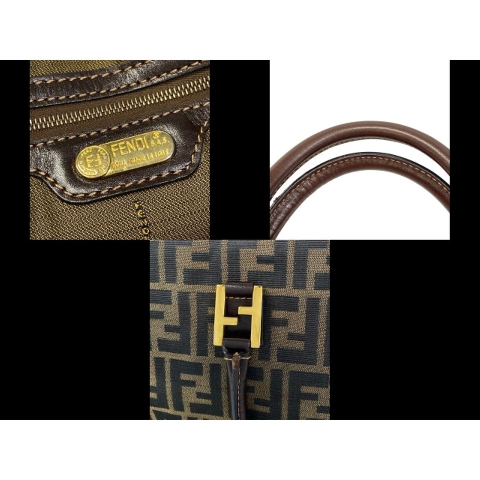 Pattern Fendy Fendi Handbag Zucca Pattern Leather Dark Brown Black Women's Used From ...