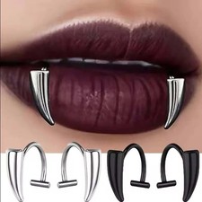 Gothic Sharp Teeth Lip Clip Stainless Steel Non-Piercing Fake Lip Piercing Punk