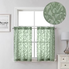 Sheer Curtains 36 Inch lbs Double Rod Pockets lbs Kitchen Living Room lbs Green