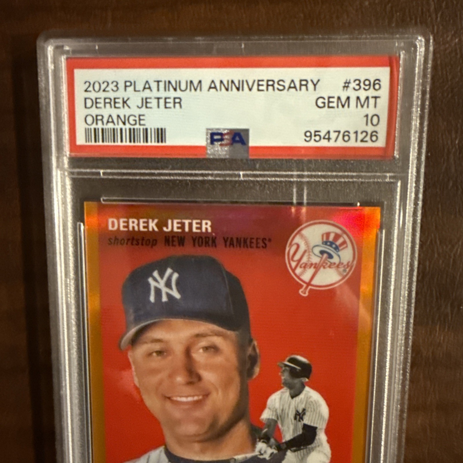 2023 Topps Chrome Platinum Anniv  DEREK JETER Orange Refra /25 PSA 10 POP 3 #396 view 6