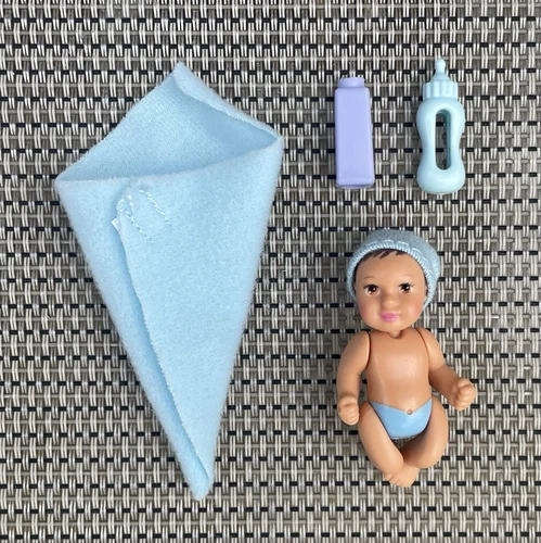 Vtg 2002 Mattel Barbie Happy Family Midge's Baby Boy Blue + Accessories