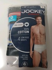 4 Jockey Classic Low Rise Briefs Size 36 Multi Color 100 Cotton Blue Red Gray
