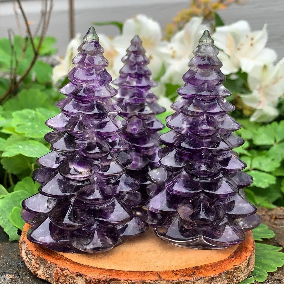 Amethyst Crystal Christmas Tree Xmas Home Decor Natural Purple Stone Decoration - Image 2 of 4