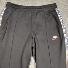 Nike Track Pants Snap Button Side Logo Black Athletic Mens Size L