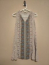 Umgee USA Boho Paisley Floral Sleeveless Tunic Dress Small EUC Ruffle Tie