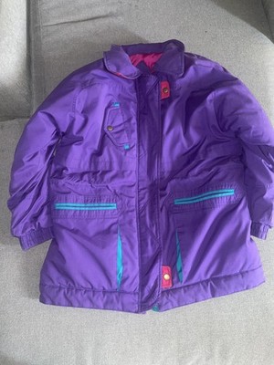 Fred Michaels vintage Jacket Womens Medium Purple Ski Parka Colorblock Warm