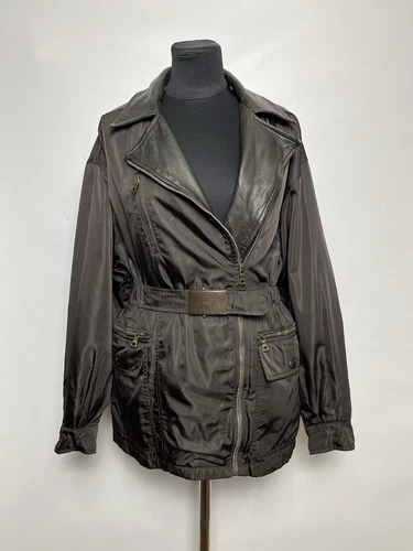 Giacca donna nylon PRADA con inserti in pelle con fodera taglia M