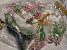 Vintage Lot NOS Fabric Millinery Flowers Leaves for Hats Crafts Bouquet Dress