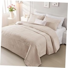 Ultra Soft Queen Quilt Bedding Set, Full/Queen 96"x90" Brich Beige