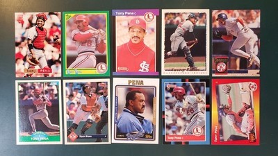 TONY PENA - LOT OF (10) DIFFERENT CARDS - Topps Donruss 1988-2005 Cardinals