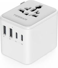 Universal Travel Power Adapter 2USB C 2USB A Ports, International Plug Adaptor