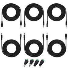 12V DC Power Extension Cable 10FT 6PCS 5.5mm X 2.1mm - for Security Cameras