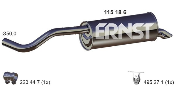 EndschalldäMpfer NachschalldäMpfer Ernst 115186 FüR VW Polo 5 6R1 6C1 TDI Skoda-image