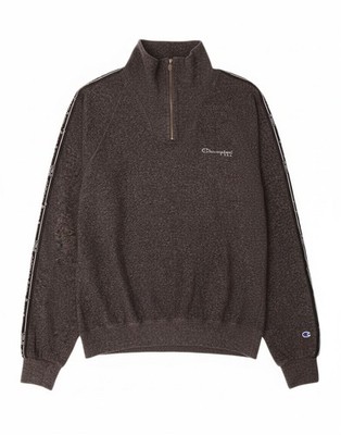 CHAMPION Herren Grafik Reißverschluss Ausschnitt Sweatshirt Pullover Medium Grau Colourblock YX07