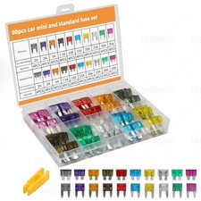 80 PCS Car Fuses Assortment Kit, Standard Mini Fuse 2A/3A/5A/7.5A/10A/15A/20A