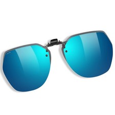 UpaClaire Clip-on Flip up Sunglasses Polarized UV 400 glasses oversized, Blue