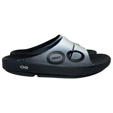 Oofos Ooahh Slide Sandal Men’s Sz 9 White Gray Black Recovery Comfort Slip On
