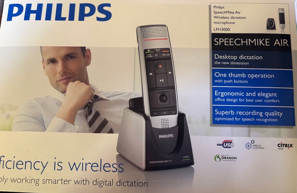 Philips LFH3000 Wireless Dictation Microphone with Push Button